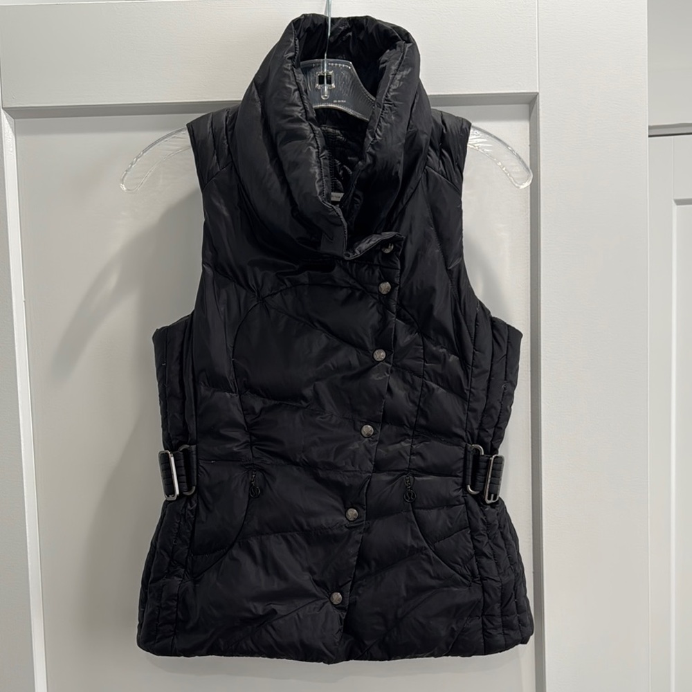 Black Puffer Vest with High Collar